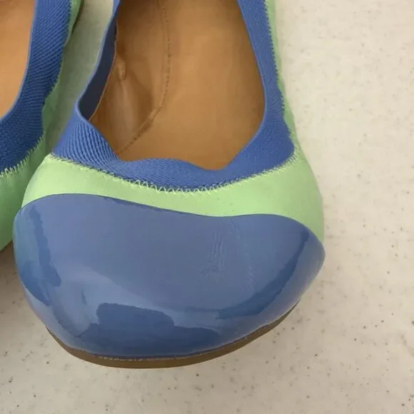 J.Crew Ballet Flat Shoes Womens Size 10 Green Blue Leather Round Toe Slip On - Picture 5 of 16